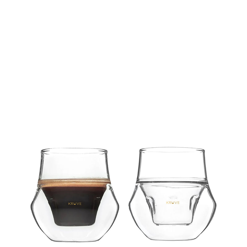 Clear Insulated Double Walled Glass Espresso Cups 75ml Mouth Blown