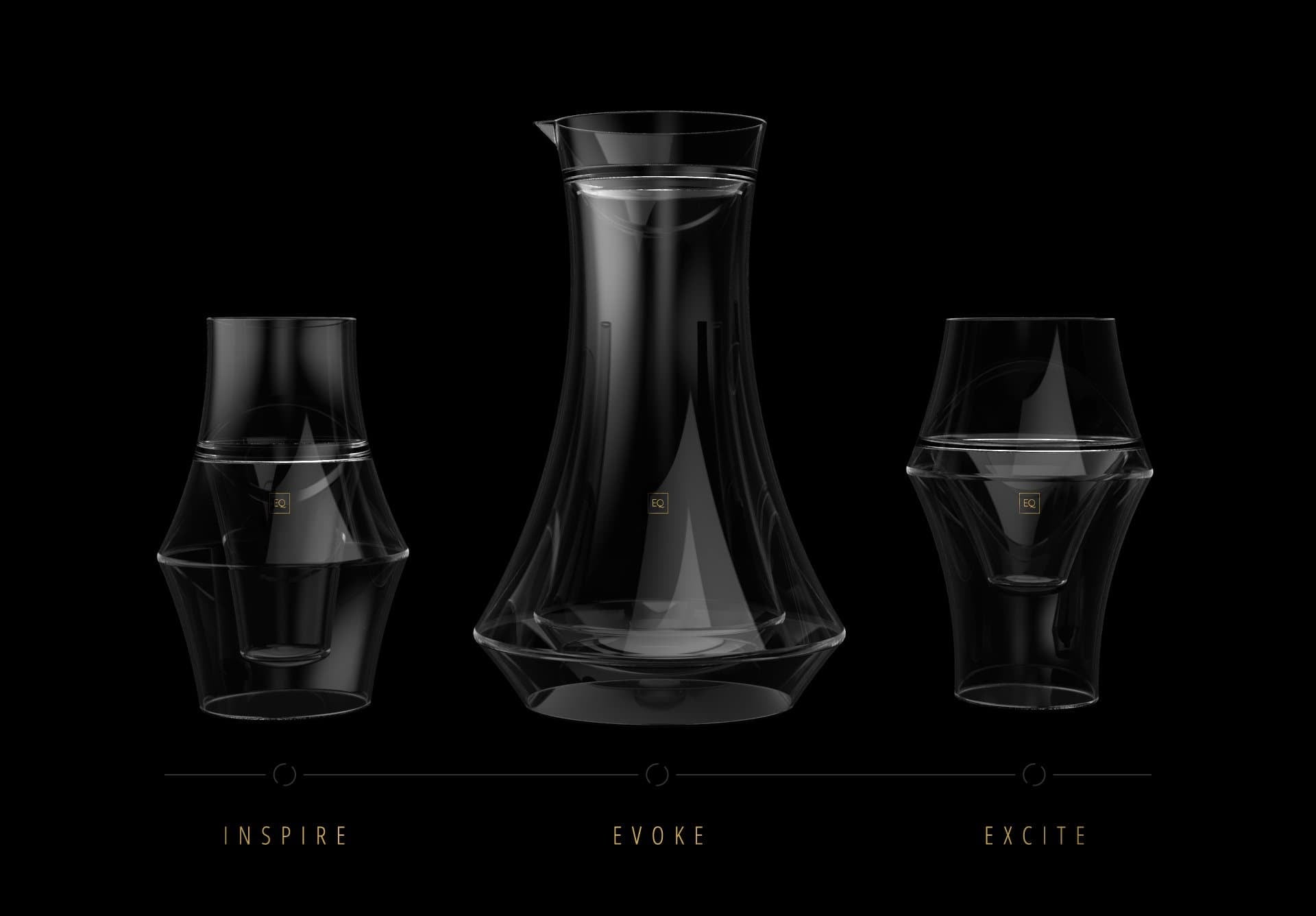 Excite Glass, Inspire Glass, and Evoke Carafe